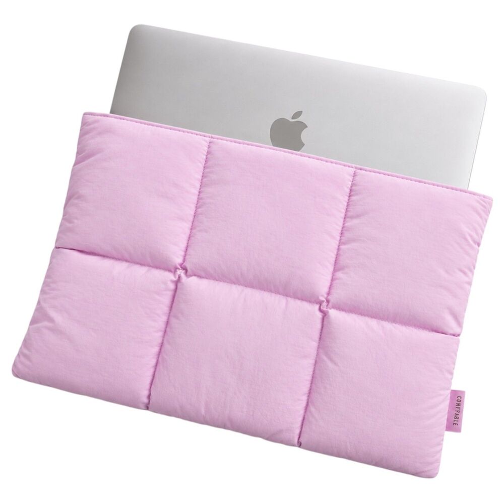 Comfyable Lavender Pink Puffer Laptop Sleeve 13–14" MacBook Pastel Kawaii